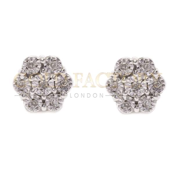 18ct Diamond Cluster Stud Earrings