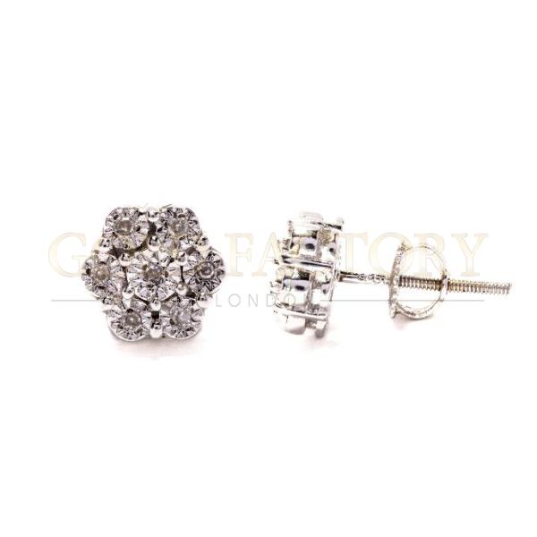 18ct Diamond Cluster Stud Earrings