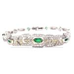 18ct Diamond Bracelet With An Emerald Centerpiece