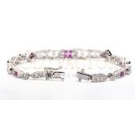 18ct White Gold Diamond And Ruby Link Bracelet