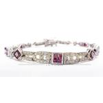18ct White Gold Diamond And Ruby Link Bracelet