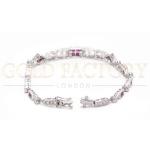 18ct White Gold Diamond And Ruby Link Bracelet
