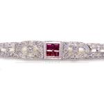 18ct White Gold Diamond And Ruby Link Bracelet