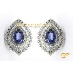 Diamond Drop Earrings With Blue Sapphire Center