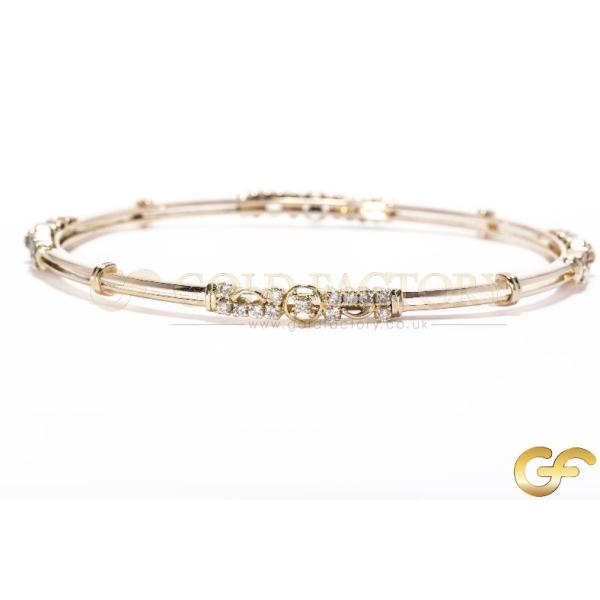 Minimalist Diamond Bangle With Station Accents