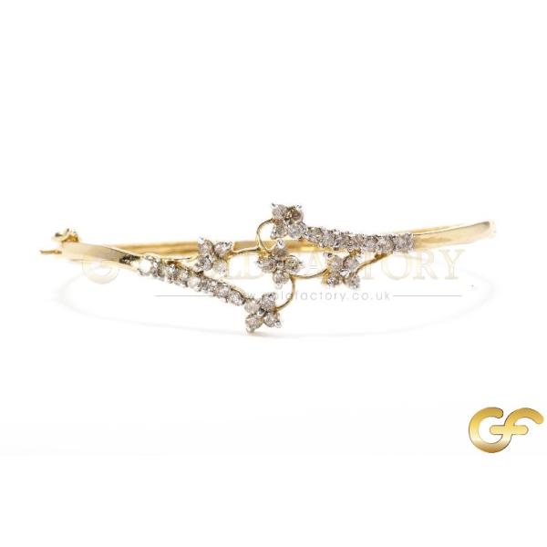 Floral Diamond Bangle With Petite Flower Motifs