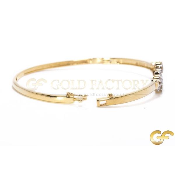 Leaf Motif Diamond Bangle With Open Design