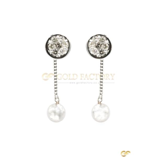 Diamond And Pearl Drop Earrings