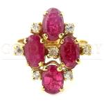 Ruby And Diamond Cluster Ring