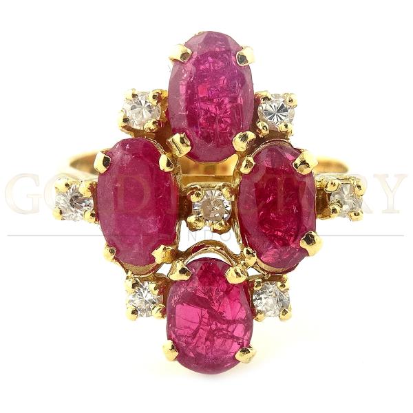 Ruby And Diamond Cluster Ring