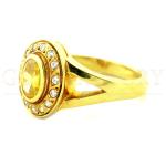 Citrine And Diamond Halo Ring