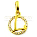 CZ-Studded "L" Circle Pendant