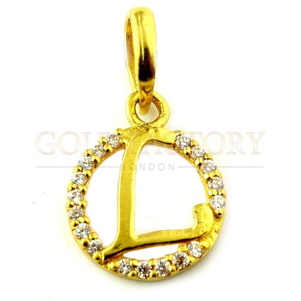 CZ-Studded "L" Circle Pendant