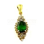 Emerald And Cz Halo Pendant