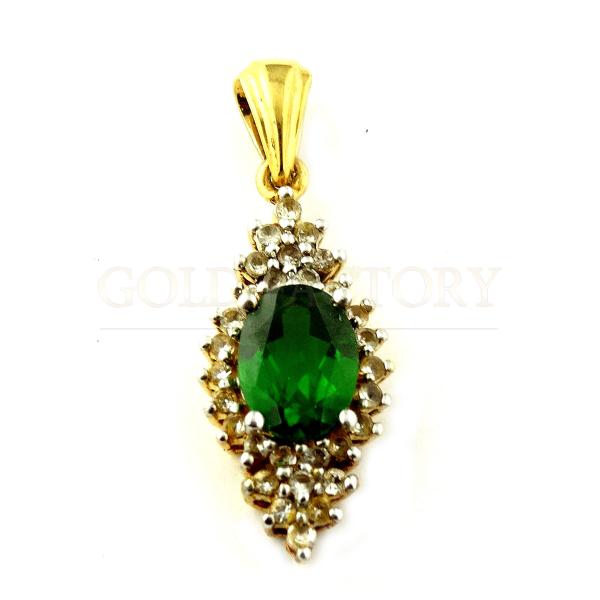 Emerald And Cz Halo Pendant