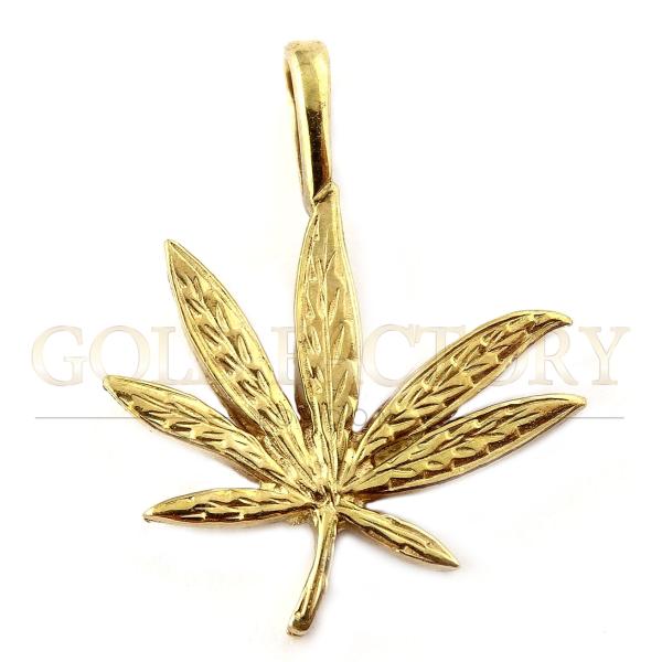 Gold Cannabis Leaf Pendant