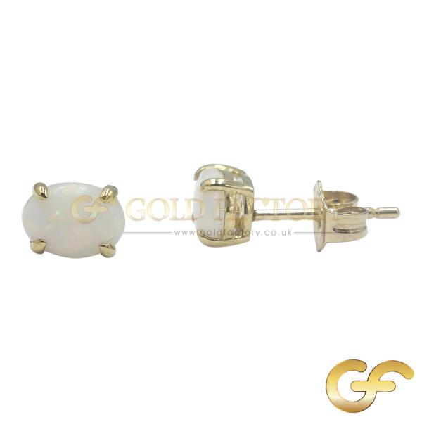 Gold Opal Stud Earrings