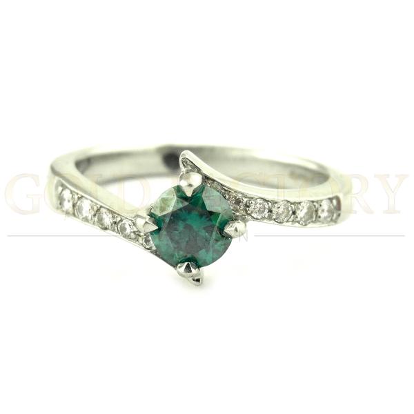Platinum Ring With Emerald And Diamonds
