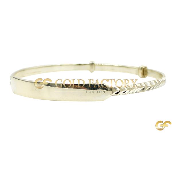 White Gold Bangle With Engraved Design