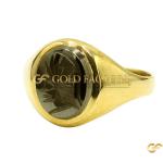 Carved Black Stone Gold Ring