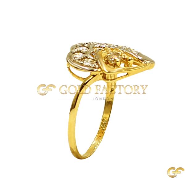 Diamond Heart Motif Gold Ring