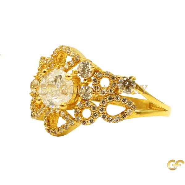 Ornate Diamond Crown Ring