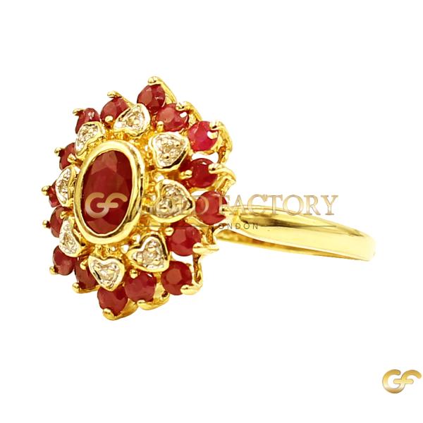 Ruby Floral Gold Ring