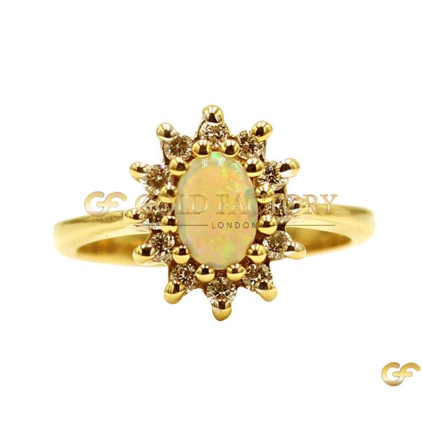 Opal Sunburst Gold Ring