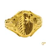 Engraved Shield Gold Ring