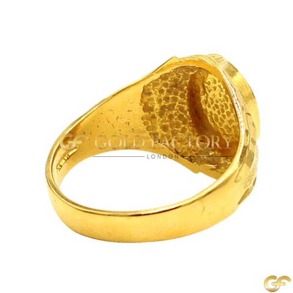 Engraved Shield Gold Ring