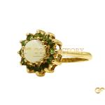 Opal And Emerald Halo Gold Ring