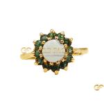 Opal And Emerald Halo Gold Ring