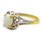 White Opal Filigree Ring