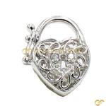 18ct Heart-Shaped Filigree Padlock Diamond Charm Pendant