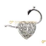 18ct Heart-Shaped Filigree Padlock Diamond Charm Pendant