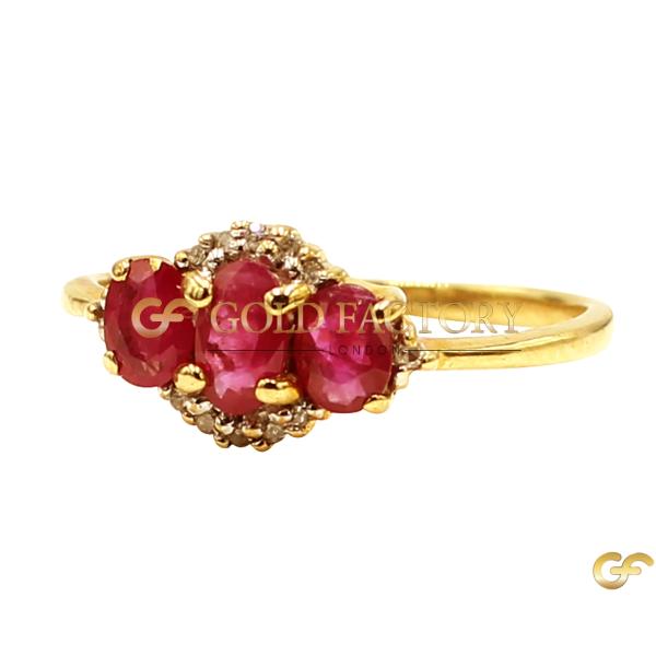 Trio Of Oval-Cut Rubies Ring