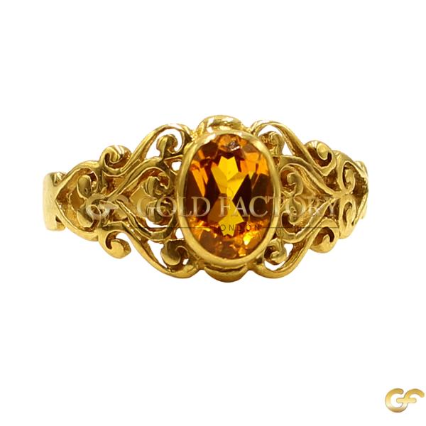  Citrine-Style Filigree Ring