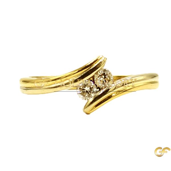  Curved Cz Gold Ring