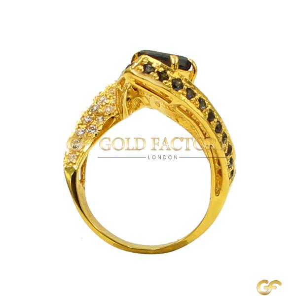 Emerald-Cut Black Cz Ring