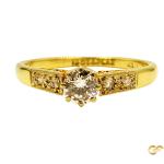 Gold Solitaire Engagement Ring With Cz Stones