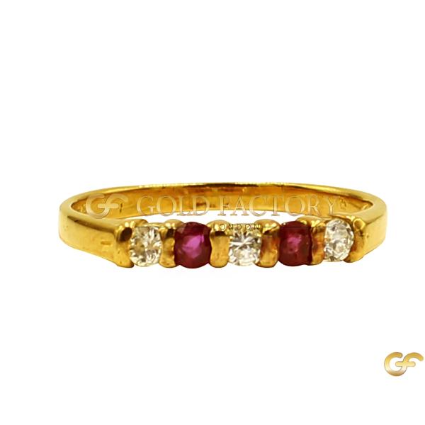  Gold Eternity Ring With Alternating Cz And Ruby Stones
