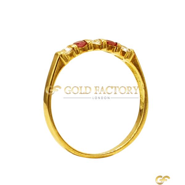  Gold Eternity Ring With Alternating Cz And Ruby Stones