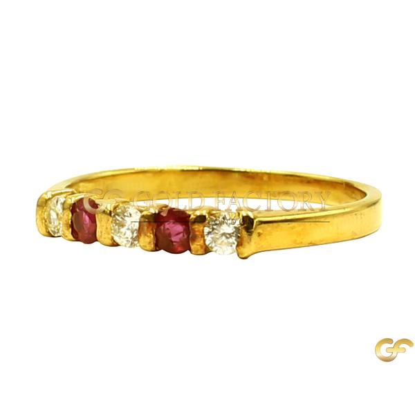  Gold Eternity Ring With Alternating Cz And Ruby Stones