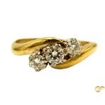  Gold Swirl Cz Trio Ring
