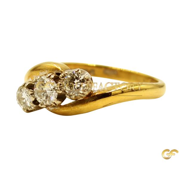  Gold Swirl Cz Trio Ring