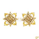  Gold Ornate Square Diamond Earrings