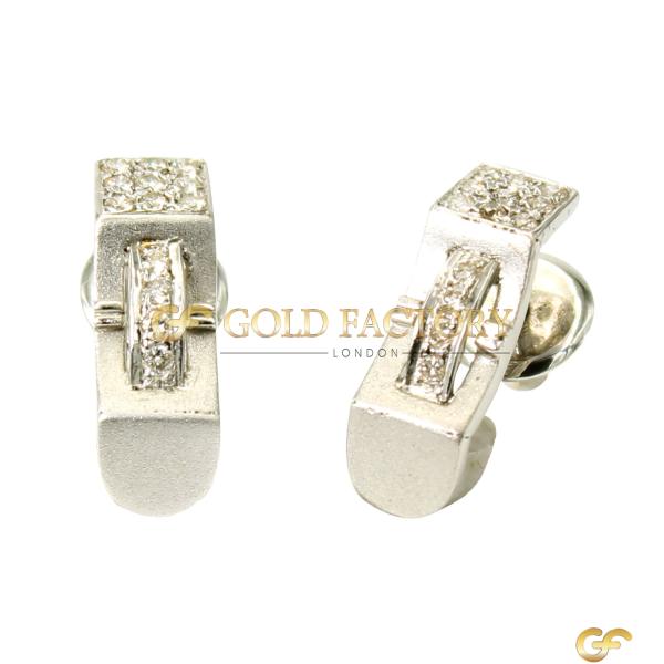  White Gold Cz Huggie Earrings