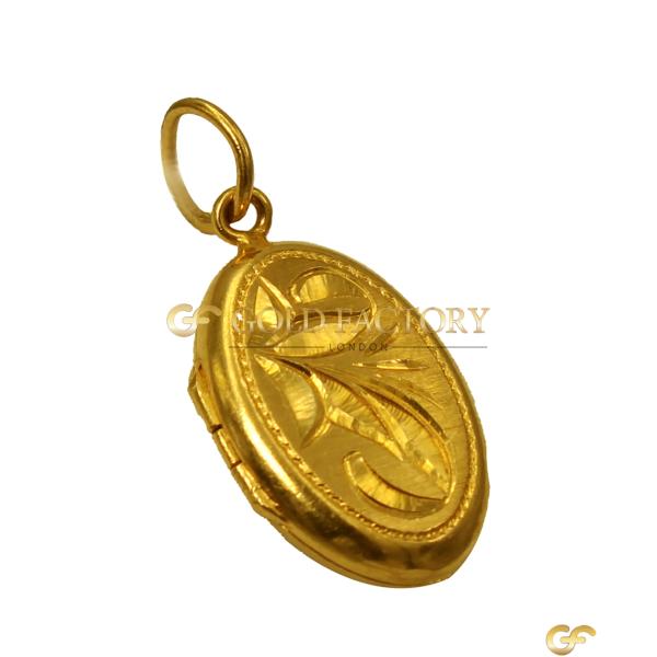 Gold Oval Engraved Locket