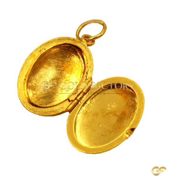 Gold Oval Engraved Locket