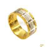 Gold And White Gold Textured Band Ring
